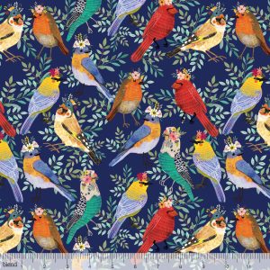 Tissu Birdie Navy