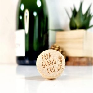 Bouchon à message en bois et liège – Papa Grand Cru