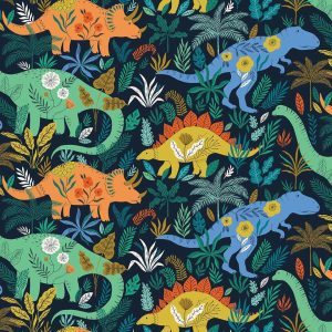 Tissu Dinosaures Multico Navy