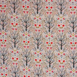 Tissu Tree of Life Arbres Fleurs Nude