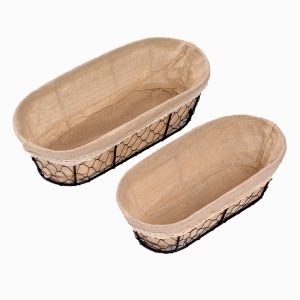 Corbeille en métal et tissu beige (2 formats)